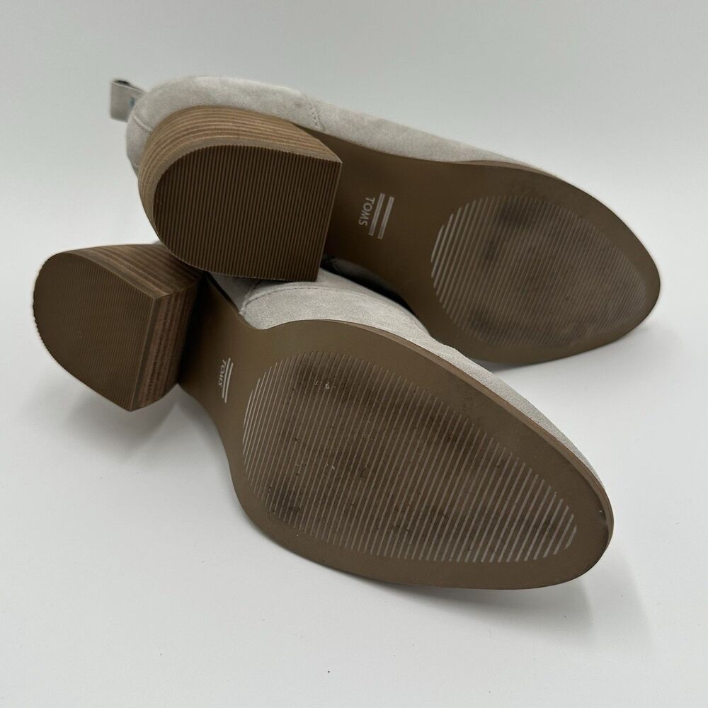 TOMS Leilani Drizzle Grey Suede Ankle Boots Women's Size 7 Western Chunky Heel - Picture 8 of 14